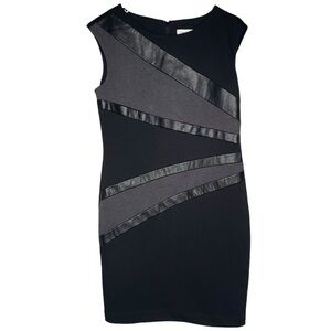 Calvin Klein little black dress women’s 10 sheath sleeveless scoop faux leather